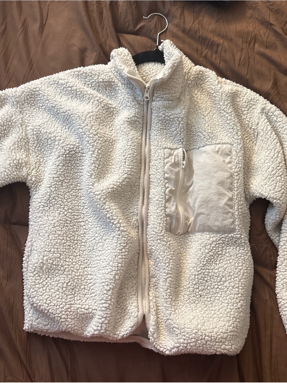Forever 21 Cream Sherpa Zip-Up Jacket